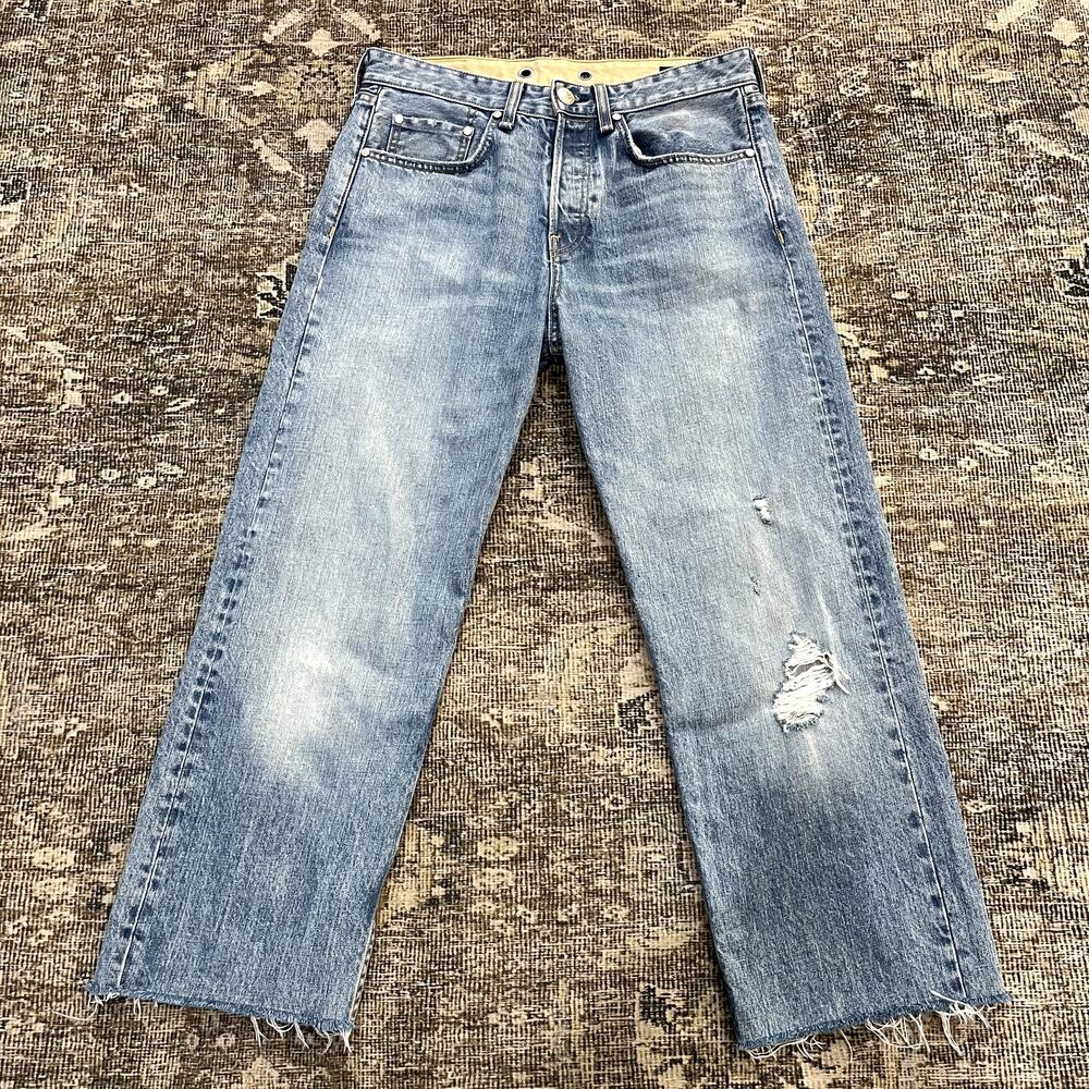 Rag and Bone Maya High Rise Ankle Straight Faded Distressed Size 28